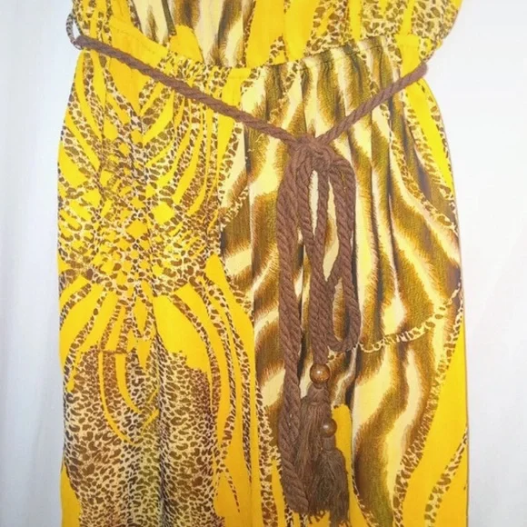 Entro sz med Dark Yellow & Brown Animal Print Maxi Dress - Picture 3 of 6